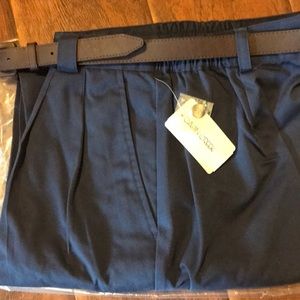 Petite Navy Blue Trouser Dress Pants